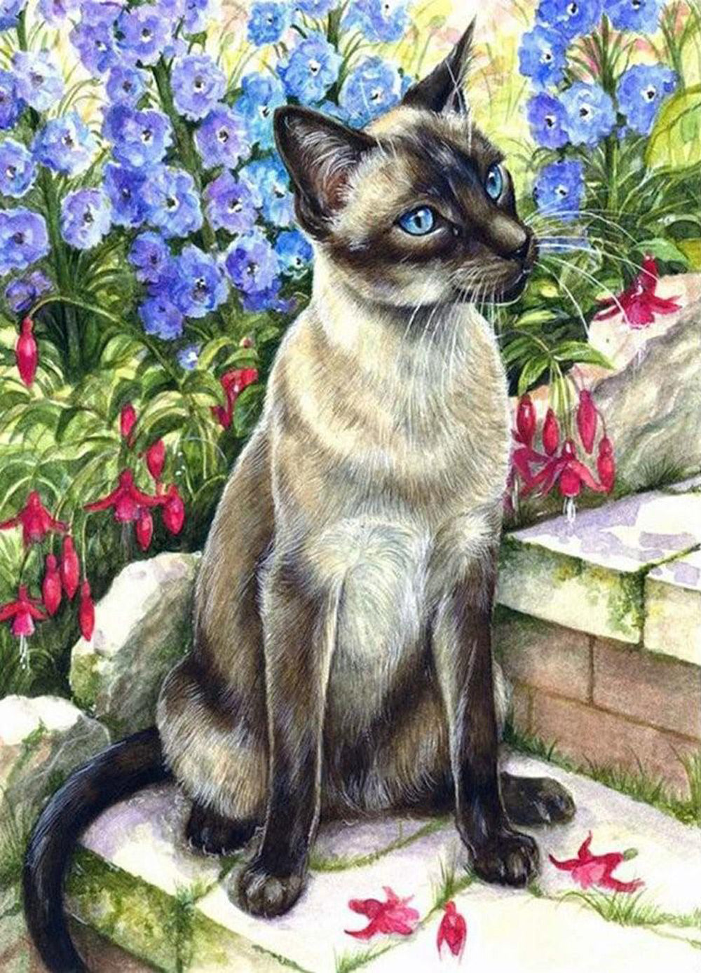 Siamese Kat op de Trap Diamond Painting