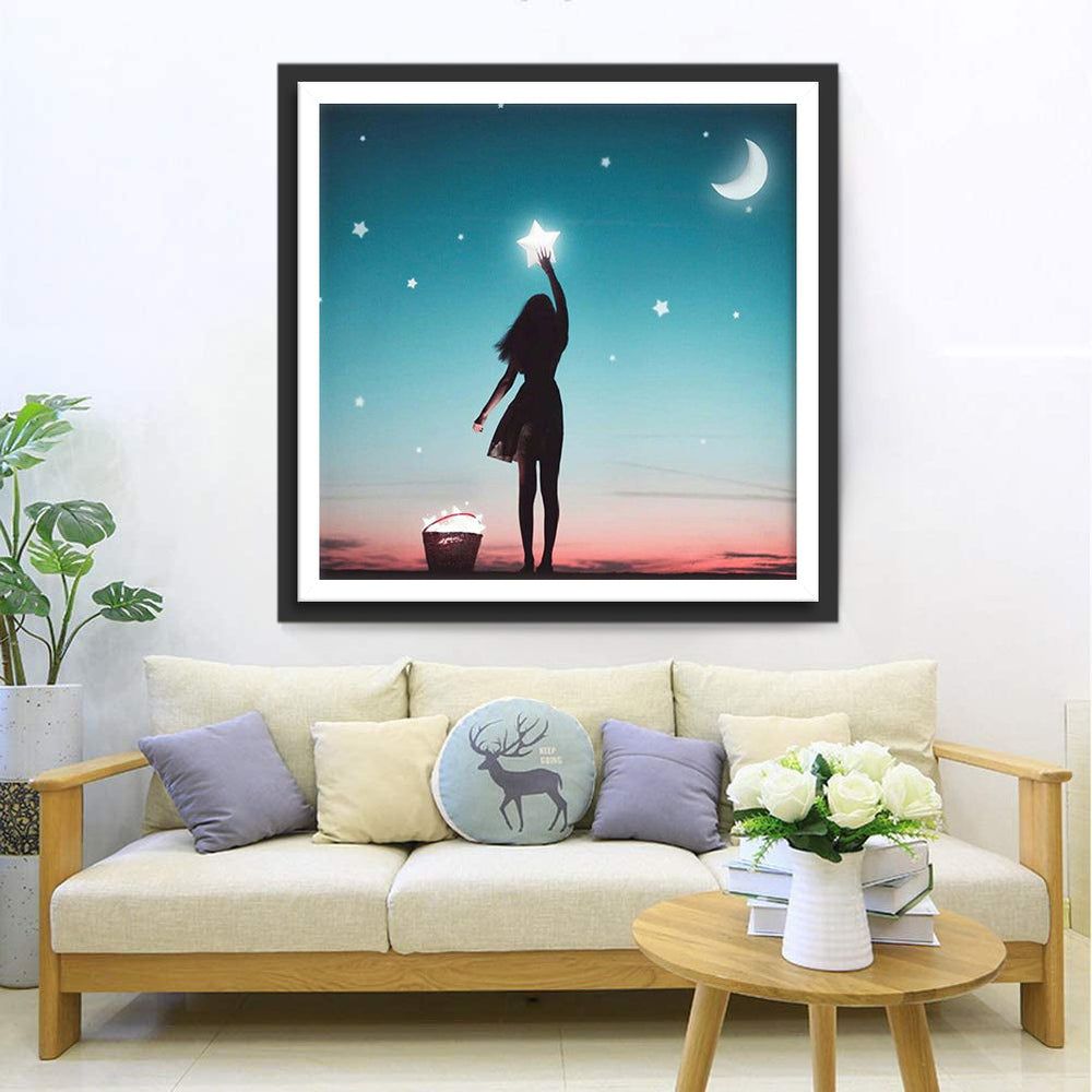 Silhouet tegen de Sterrenhemel Diamond Painting