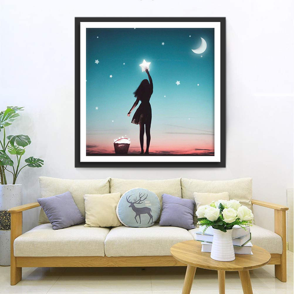 Silhouet tegen de Sterrenhemel Diamond Painting