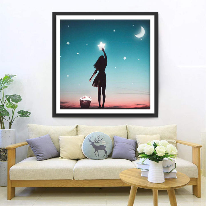 Silhouet tegen de Sterrenhemel Diamond Painting