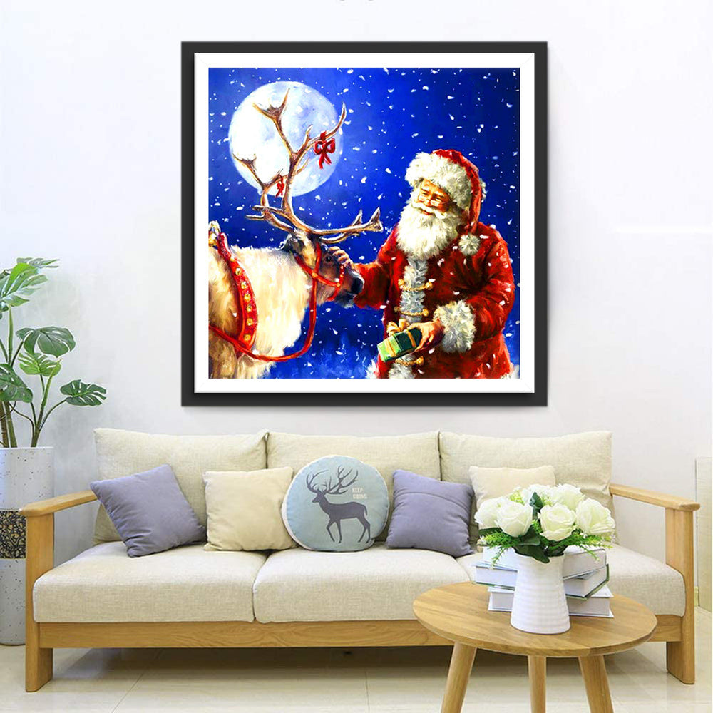 Sint en Rendier in Maanlicht Diamond Painting
