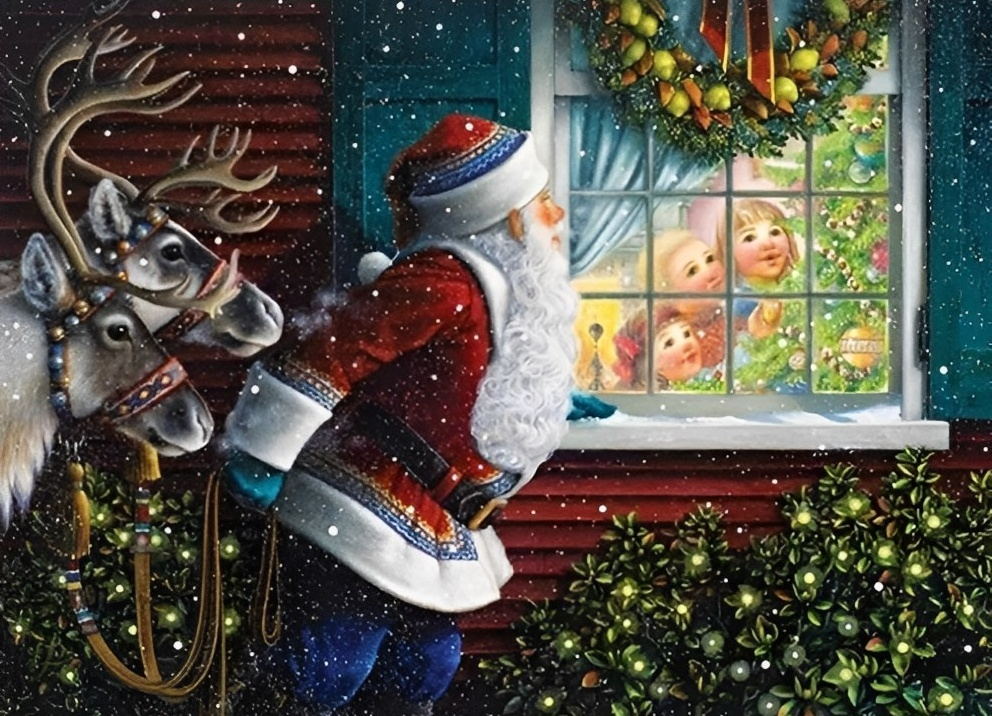 Sinterklaas bij de Venster Diamond Painting