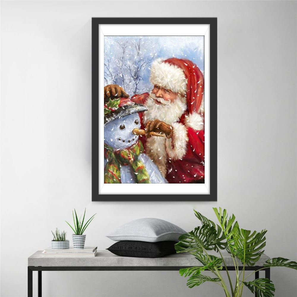 Sinterklaas die Een Sneeuwpop Maakt Diamond Painting
