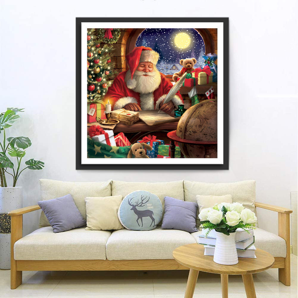 Sinterklaas Diep in Zijn Kerstbrieven Tussen de Feestdagenversiering Diamond Painting