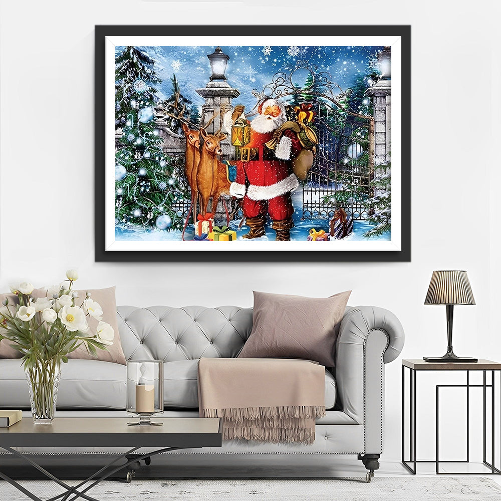 Sinterklaas en Rendieren voor de Poort Diamond Painting
