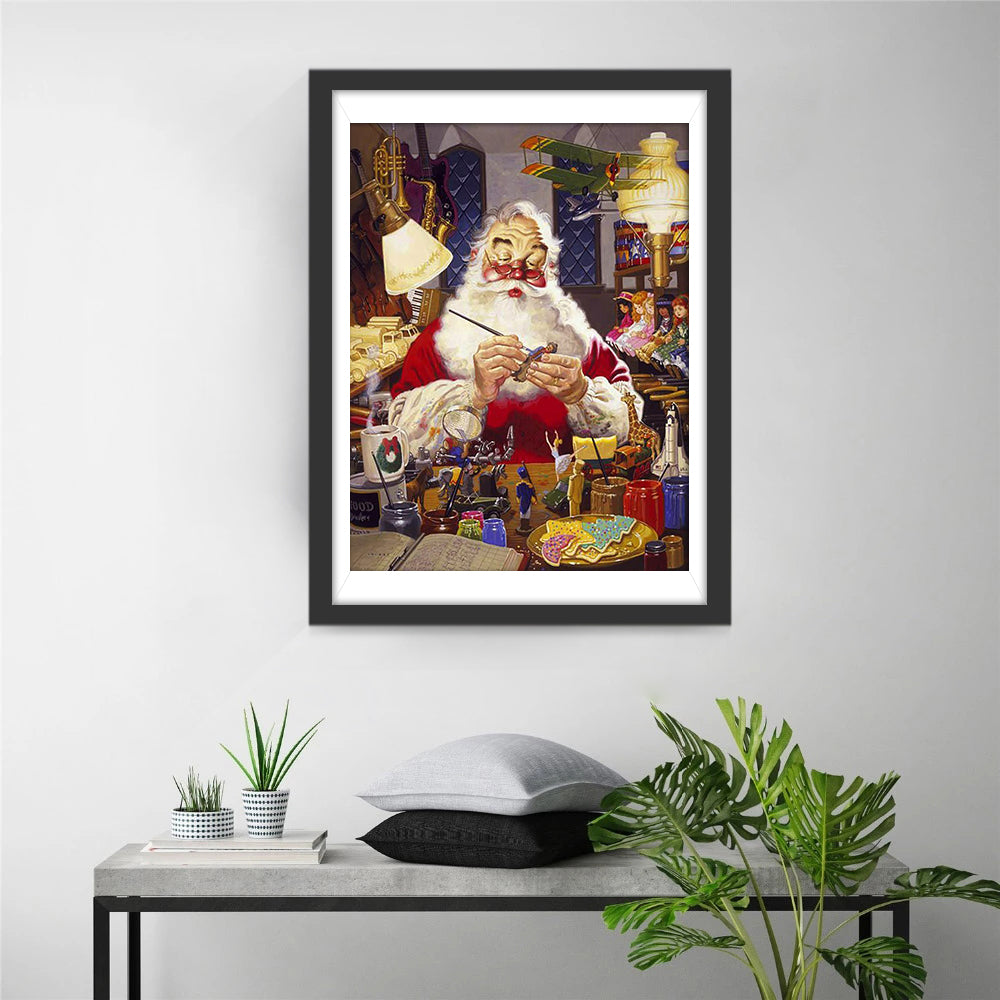 Sinterklaas in een Overvolle Werkplaats Diamond Painting