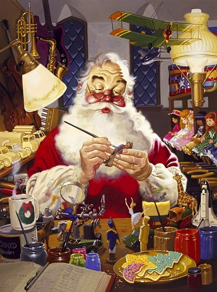 Sinterklaas in een Overvolle Werkplaats Diamond Painting