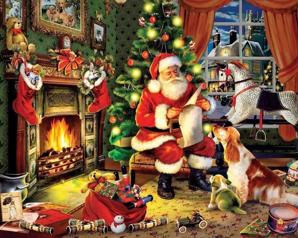 Sinterklaas in Warme Kerstsfeer met Dieren Diamond Painting