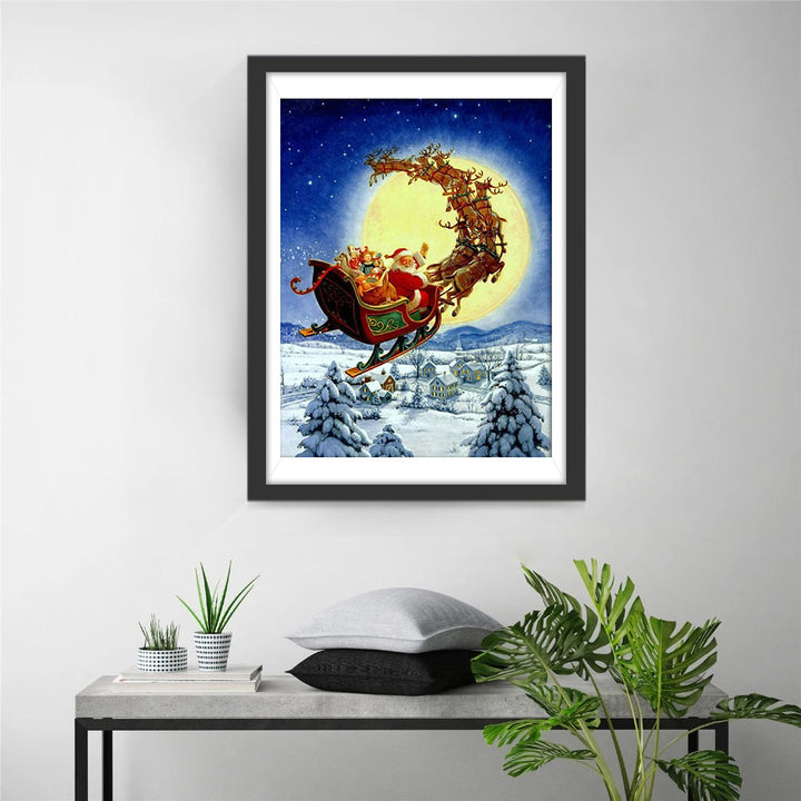 Sinterklaos' Slee onder Maanlicht Diamond Painting