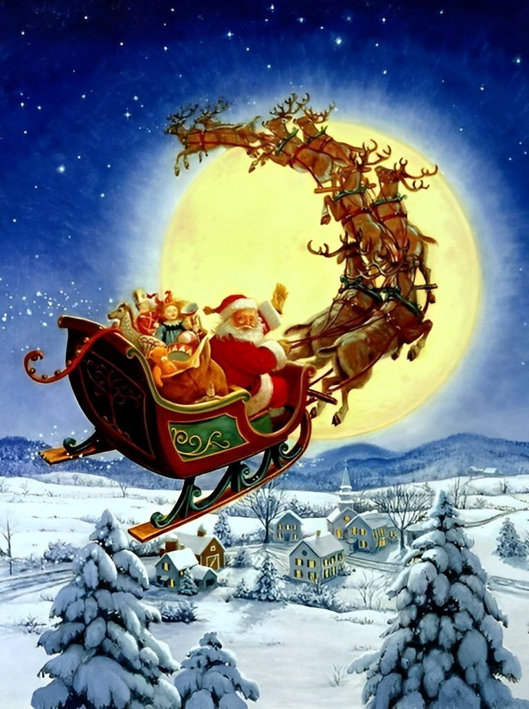 Sinterklaos' Slee onder Maanlicht Diamond Painting