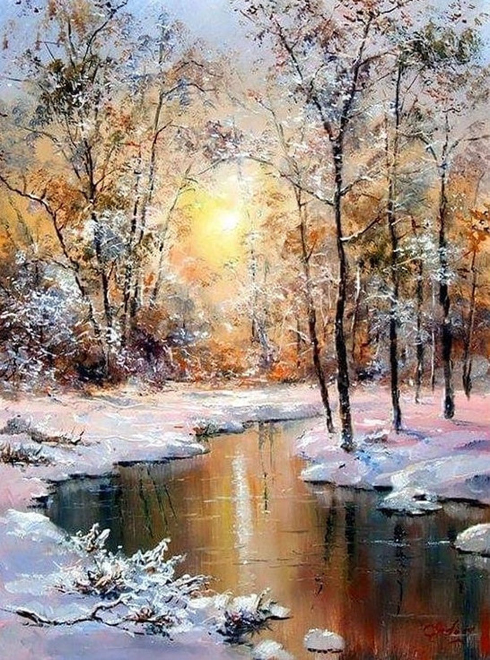Sneeuwbedekte Woudweelde Diamond Painting