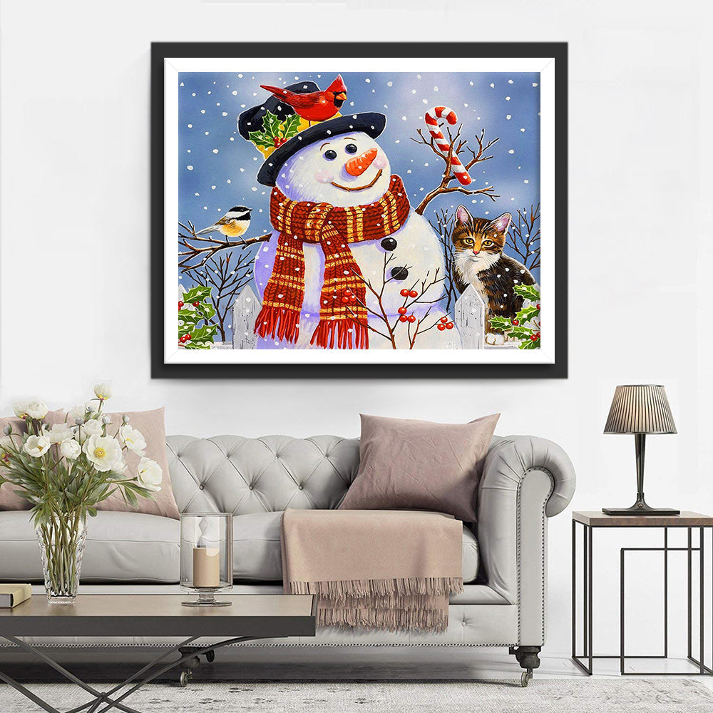 Sneeuwfiguur bij Vogels en Poes Diamond Painting