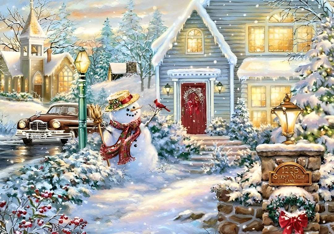 Sneeuwgedekte Kerstidylle Diamond Painting