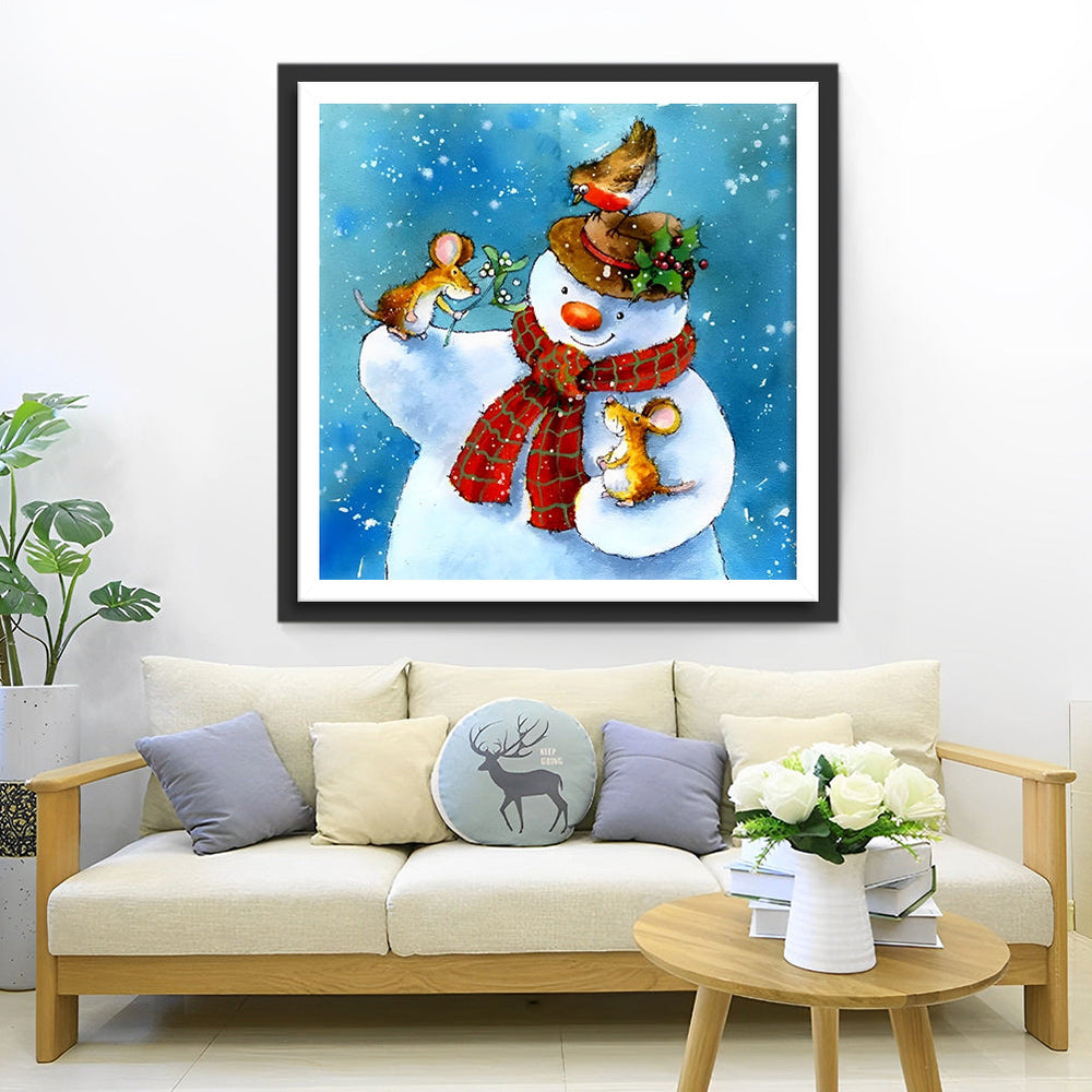 Sneeuwpop en Muisvriendjes Diamond Painting