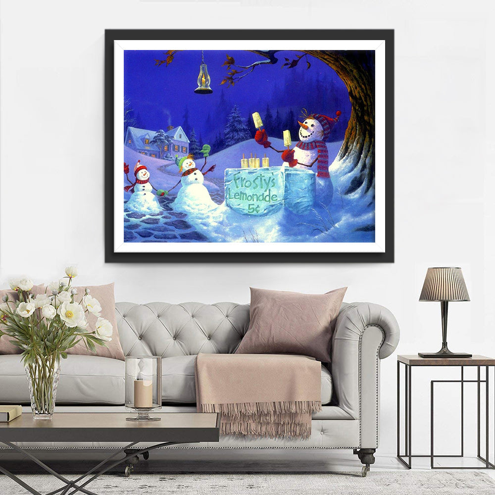 Sneeuwpoppen, Lantaarn en Huizen Diamond Painting