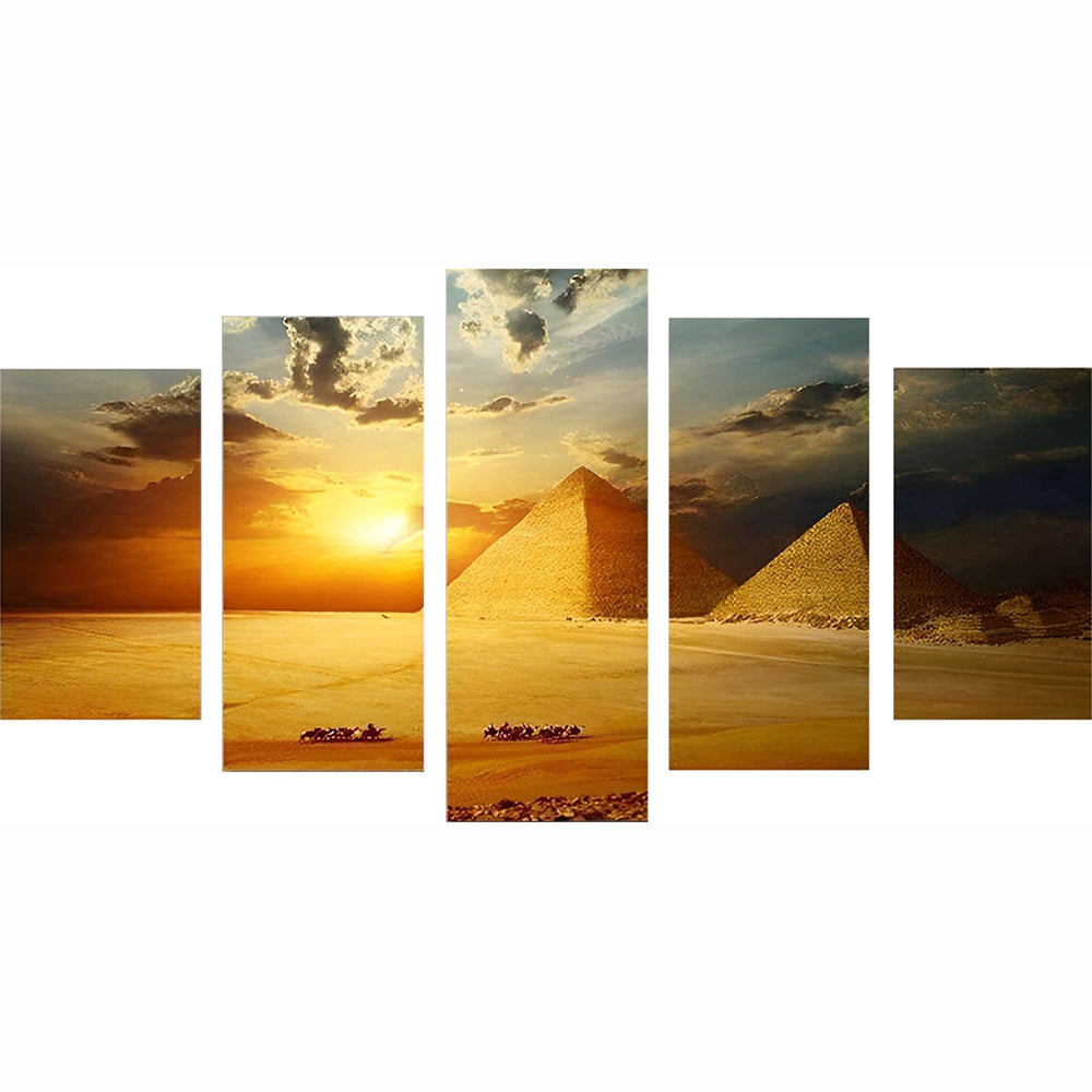 Spectaculair Avondbeeld met Piramiden 5 Platen Diamond Painting