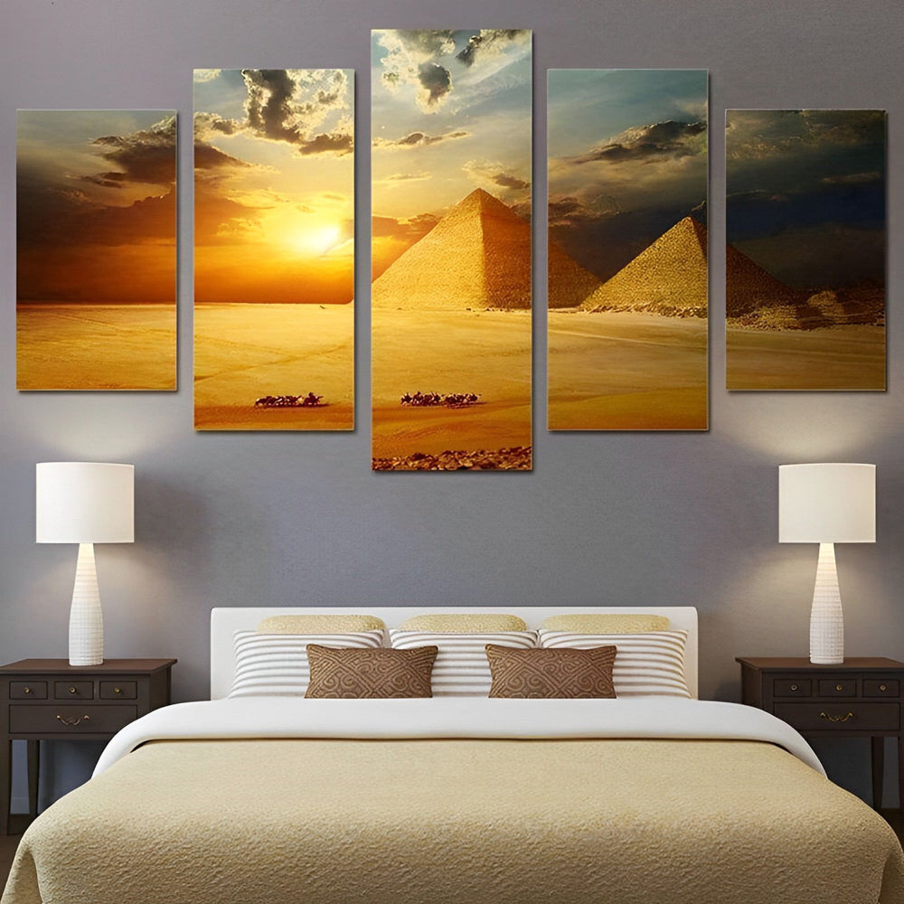 Spectaculair Avondbeeld met Piramiden 5 Platen Diamond Painting
