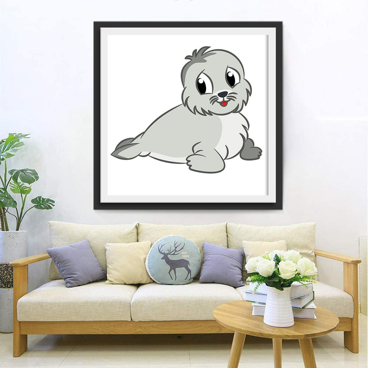 Speels en Onschuldig Zeehondje Diamond Painting