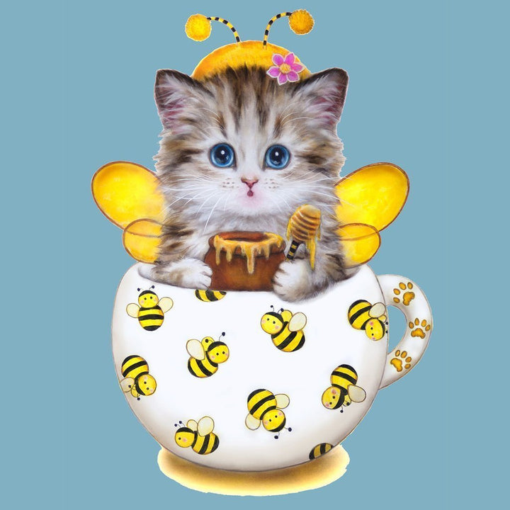 Speels Kitten met Bijenvleugels Diamond Painting