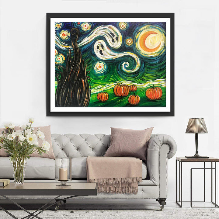 Speels Sterren-Pompoenbeeld Diamond Painting