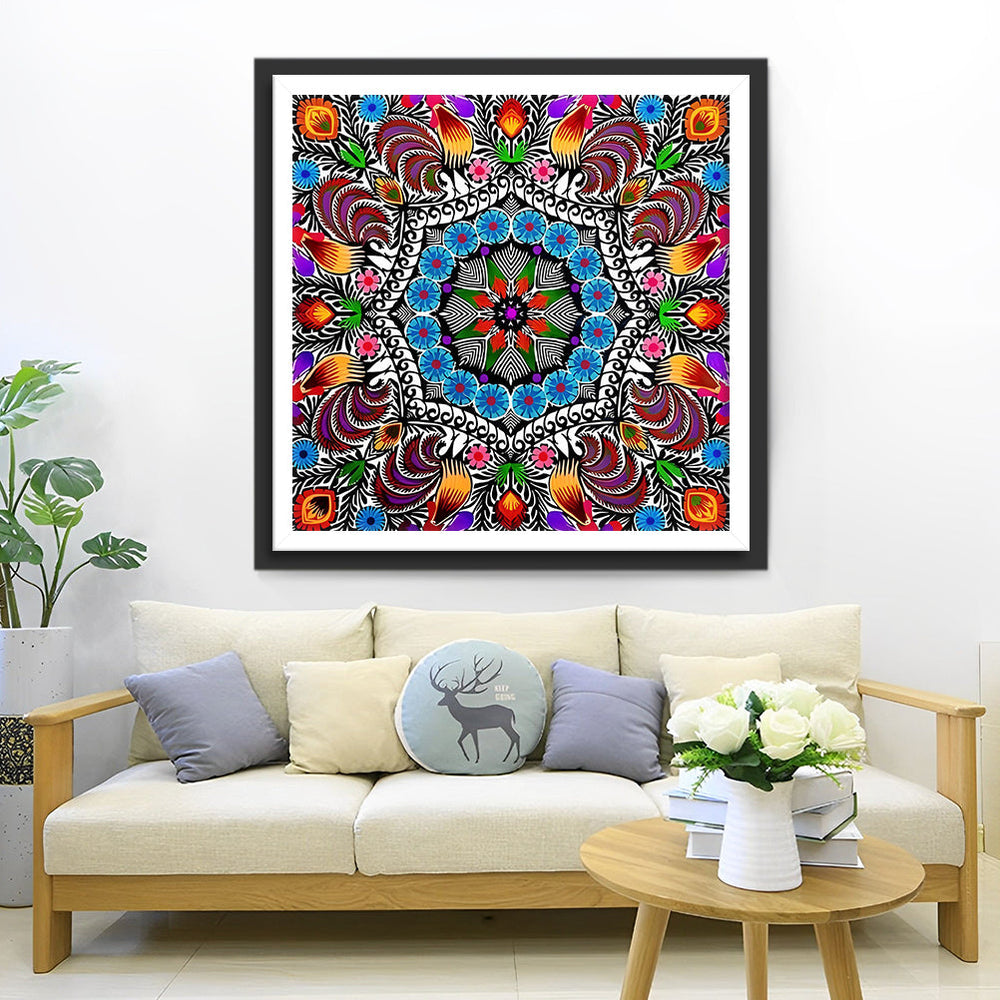Spelend Symmetrisch Bloem-Verenontwerp Diamond Painting
