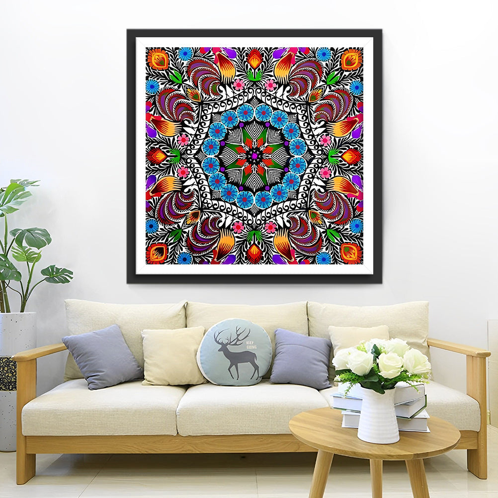 Spelend Symmetrisch Bloem-Verenontwerp Diamond Painting