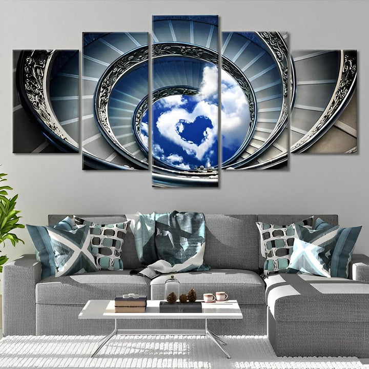 Spiraaltrap Hartvormige Hemel Muurkunst 5 Platen Diamond Painting