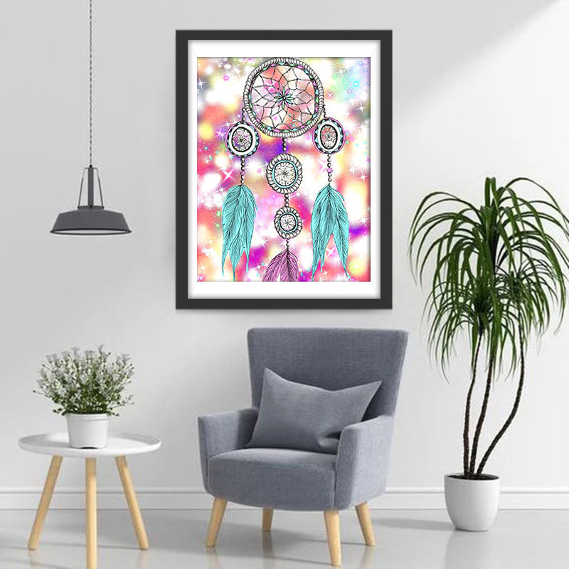 Sprankelende Dromenvanger met Veren Diamond Painting