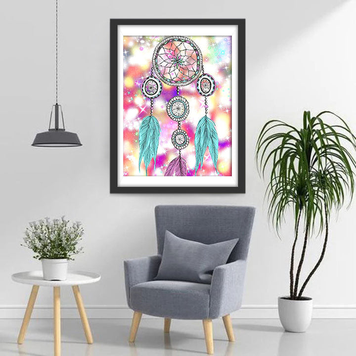Sprankelende Dromenvanger met Veren Diamond Painting