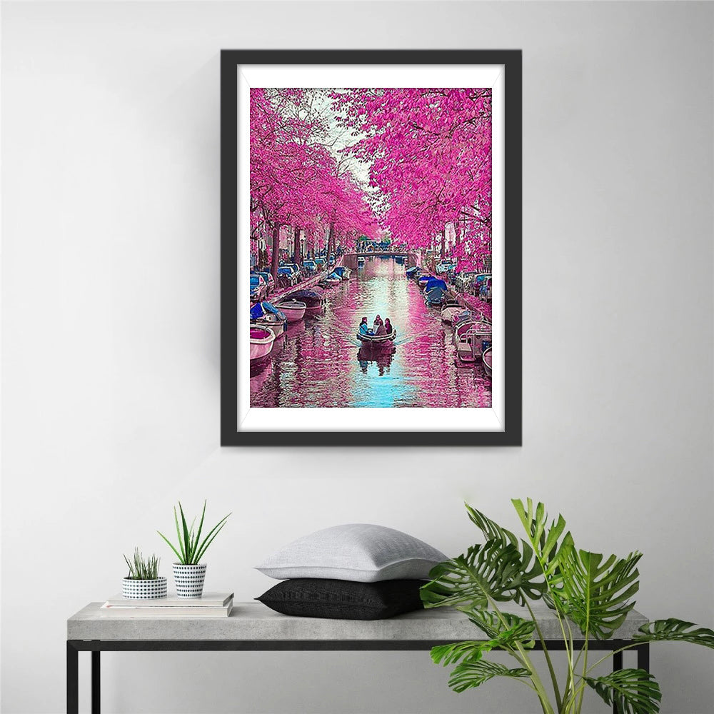Sprookjesachtig Grachten-bloementafereel Diamond Painting