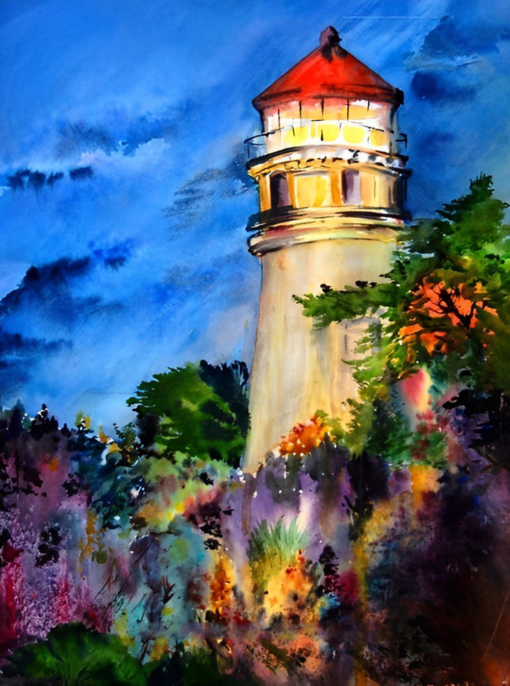 Sprookjesachtige Vuurtoren aan Zee Diamond Painting