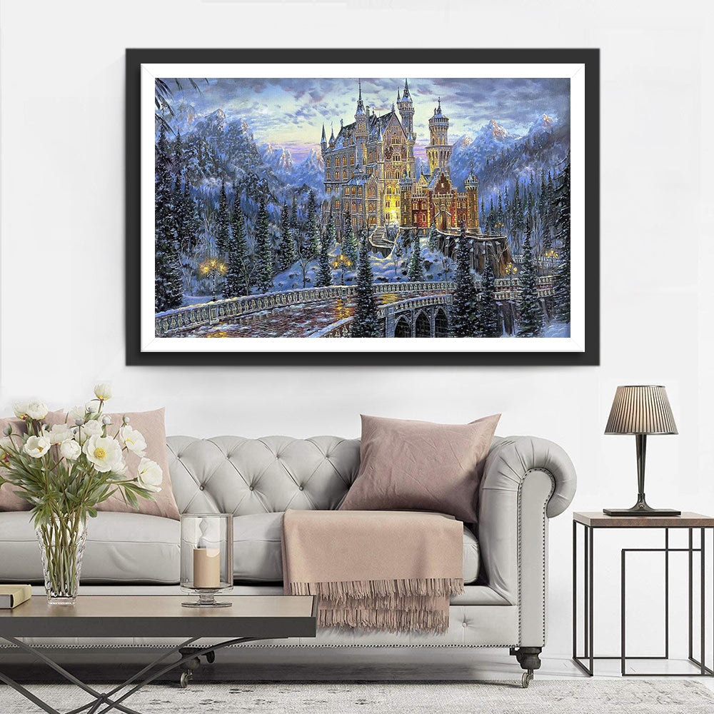 Sprookjeskasteel in Sneeuw Diamond Painting