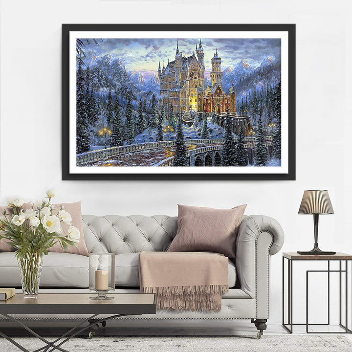 Sprookjeskasteel in Sneeuw Diamond Painting