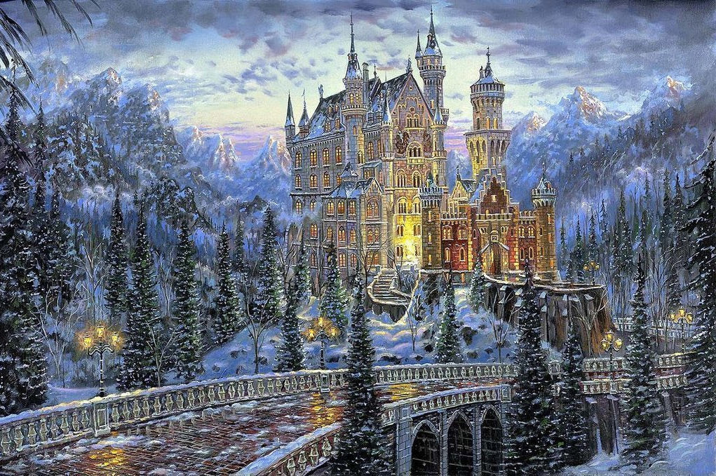 Sprookjeskasteel in Sneeuw Diamond Painting