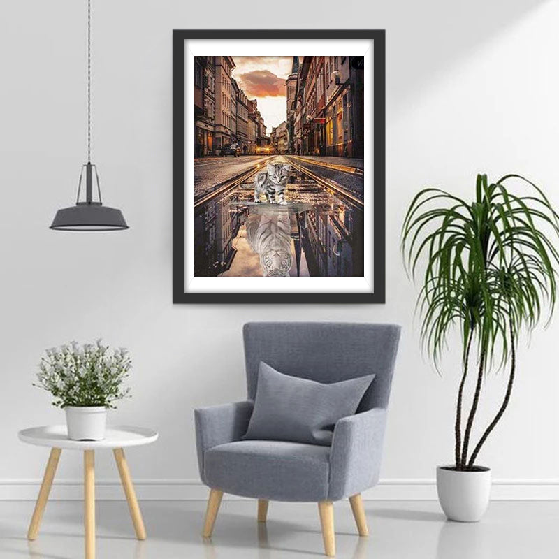 Stadskitten en Tijger Diamond Painting