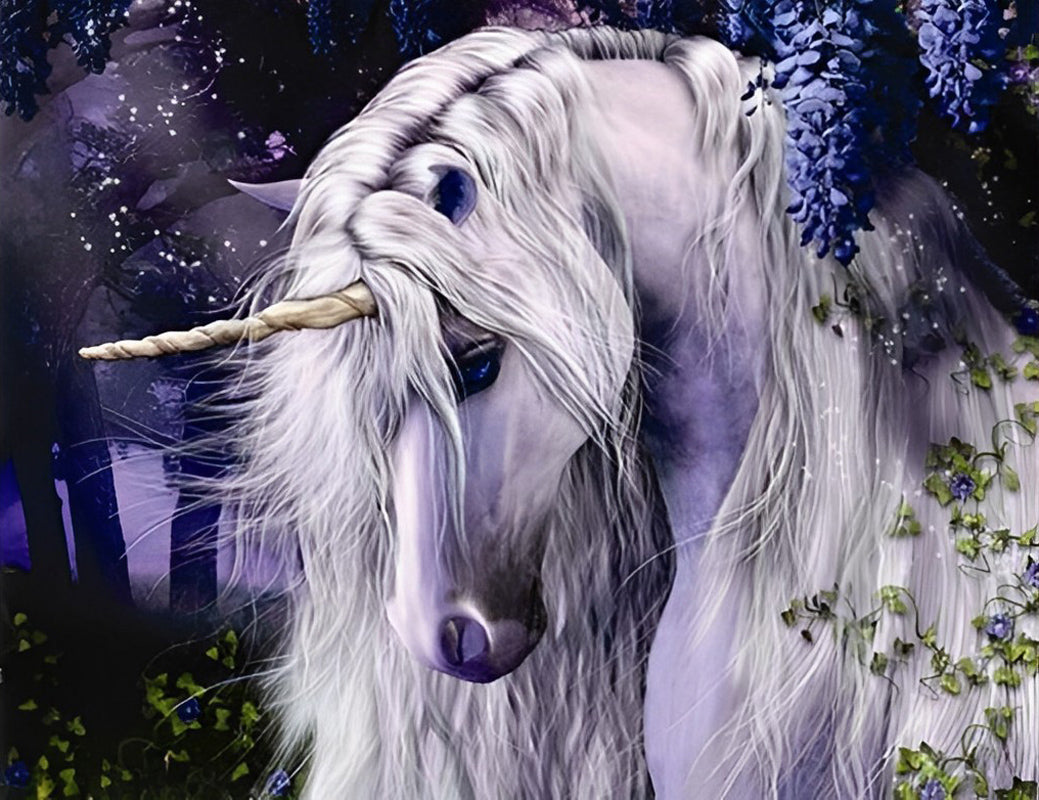 Stemmige Witte Eenhoorn Diamond Painting