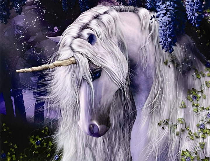 Stemmige Witte Eenhoorn Diamond Painting