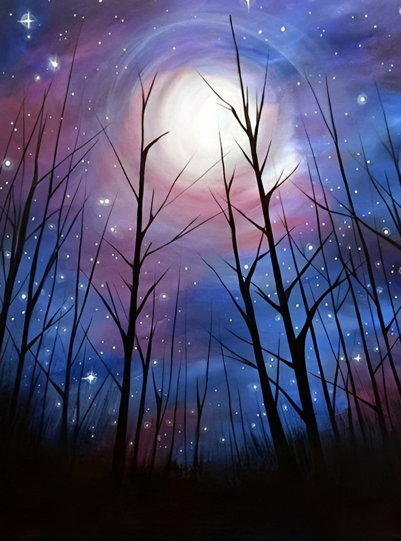 Sterrenhemel en Boomtakken Diamond Painting
