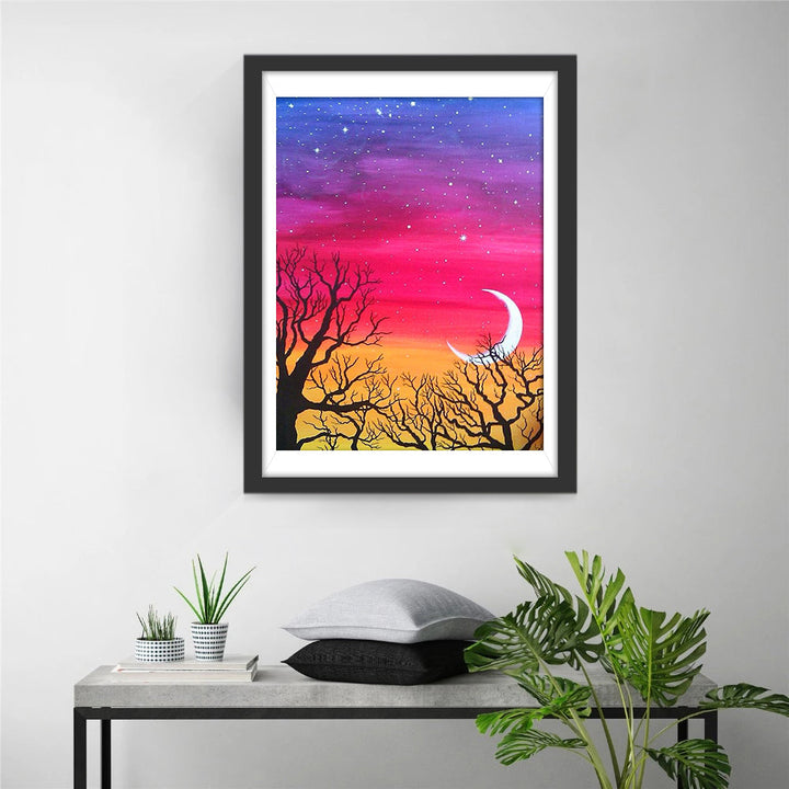 Sterrennacht met Maanlicht door Takkenvlek Diamond Painting