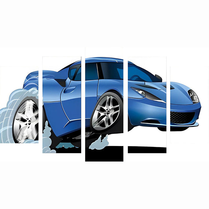 Stijlvolle Blauwe Sportauto 5 Platen Diamond Painting