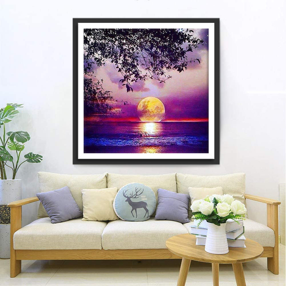 Stil Maan- en Oceaantaferel Diamond Painting