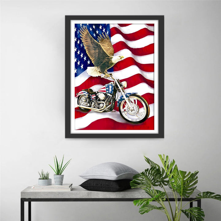 Stoer en Vaderlandslievend Motorscène Diamond Painting