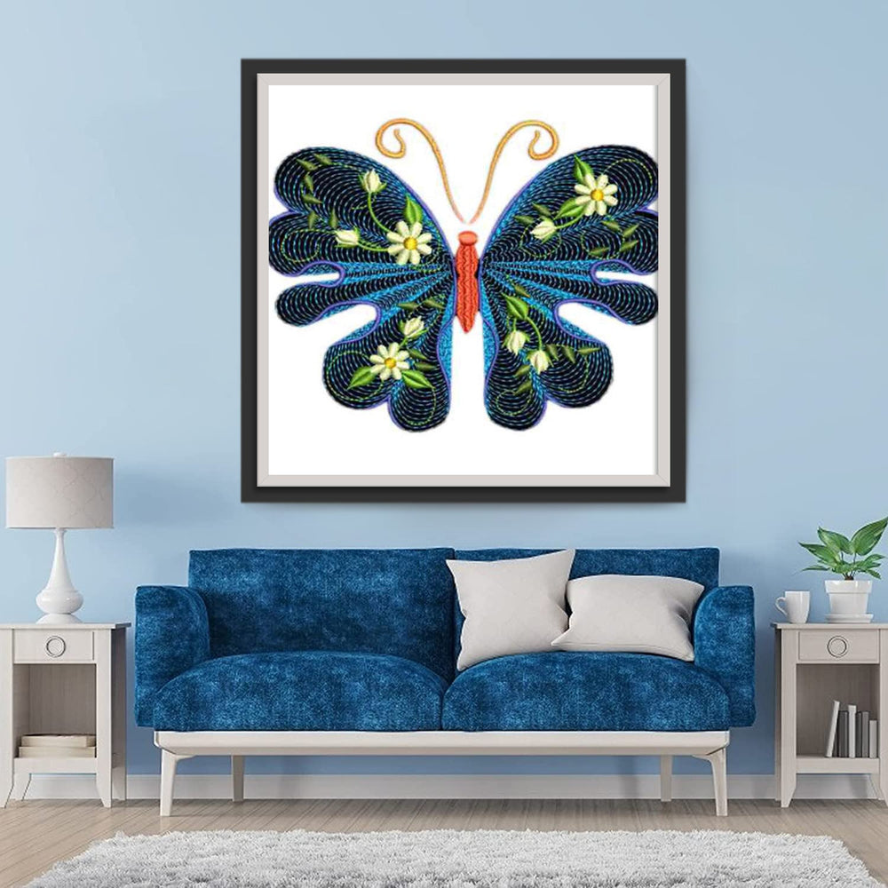 Stoffen Bloemenvlinder Diamond Painting