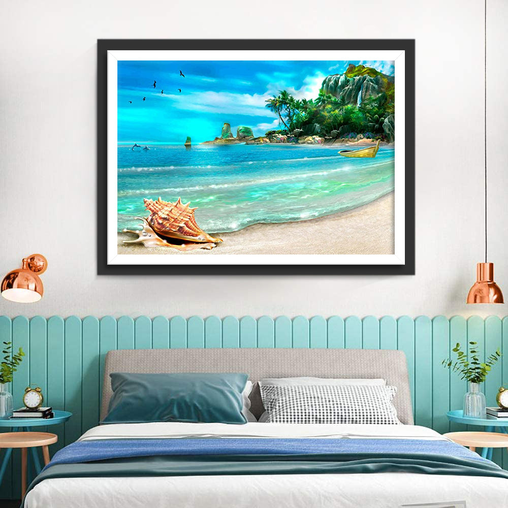 Strand, Zee en Schelp Diamond Painting