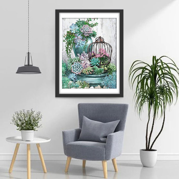 Succulenten en Vogelkooi Diamond Painting