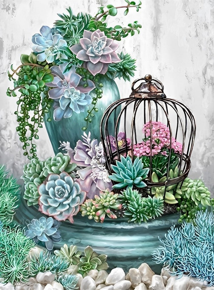 Succulenten en Vogelkooi Diamond Painting