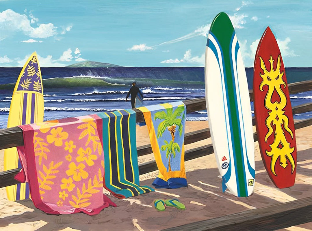 Surfspullen Op het Strand bij de Zee Diamond Painting
