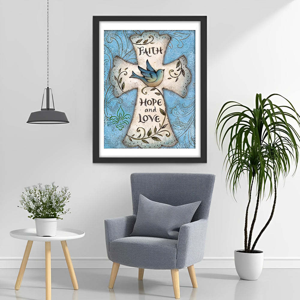Symbolisch Kruis - Faith, Hope and Love Diamond Painting