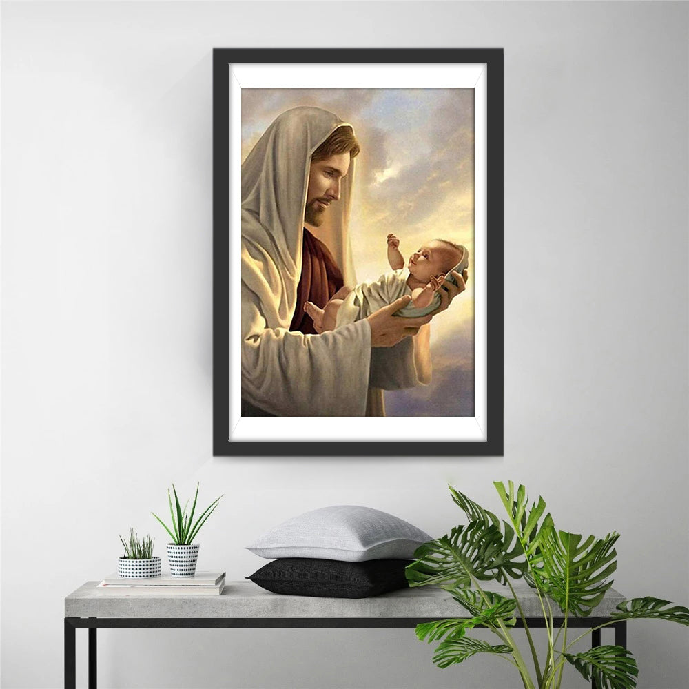 Tederheid van Jezus en Baby Diamond Painting