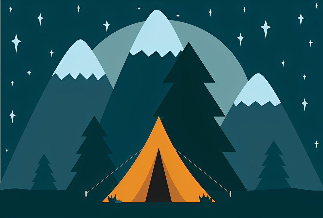 Tent tussen Bergen onder Sterrenhemel Diamond Painting